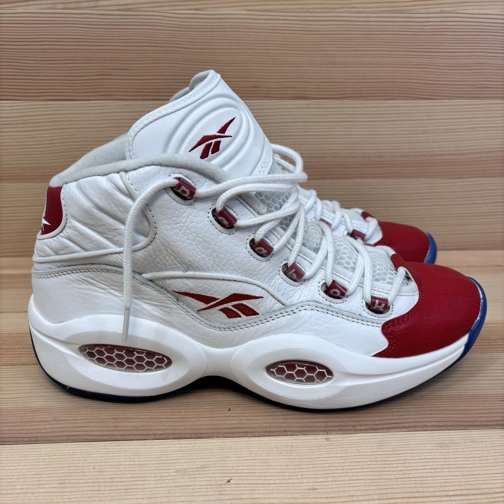 Reebok Question Mid Allen Iverson Red Toe White Pearlized 79757 Men Sz 11.5